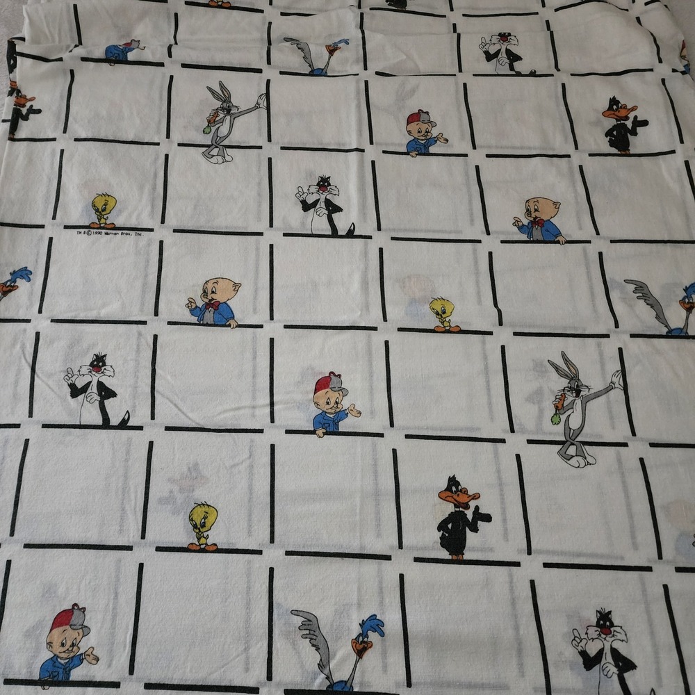 VTG 90s Warner Bros Looney Tunes Sheet Set Twin Fitted Flat Tweety Bugs Bunny